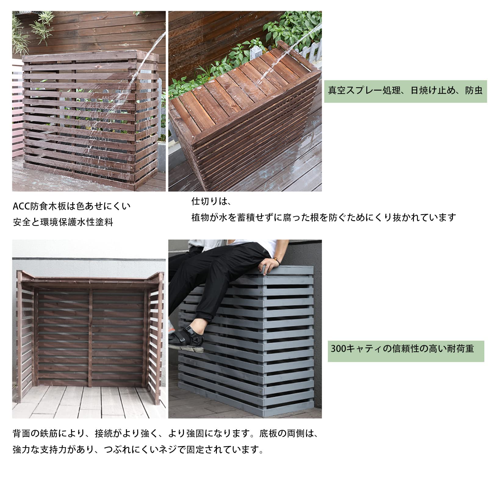 Amazon.co.jp: 室外機の上が収納庫に変身 収納庫付き 室外機